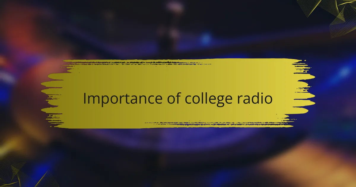 Importance of college radio