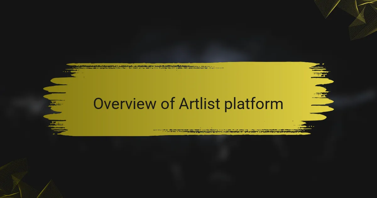 Overview of Artlist platform